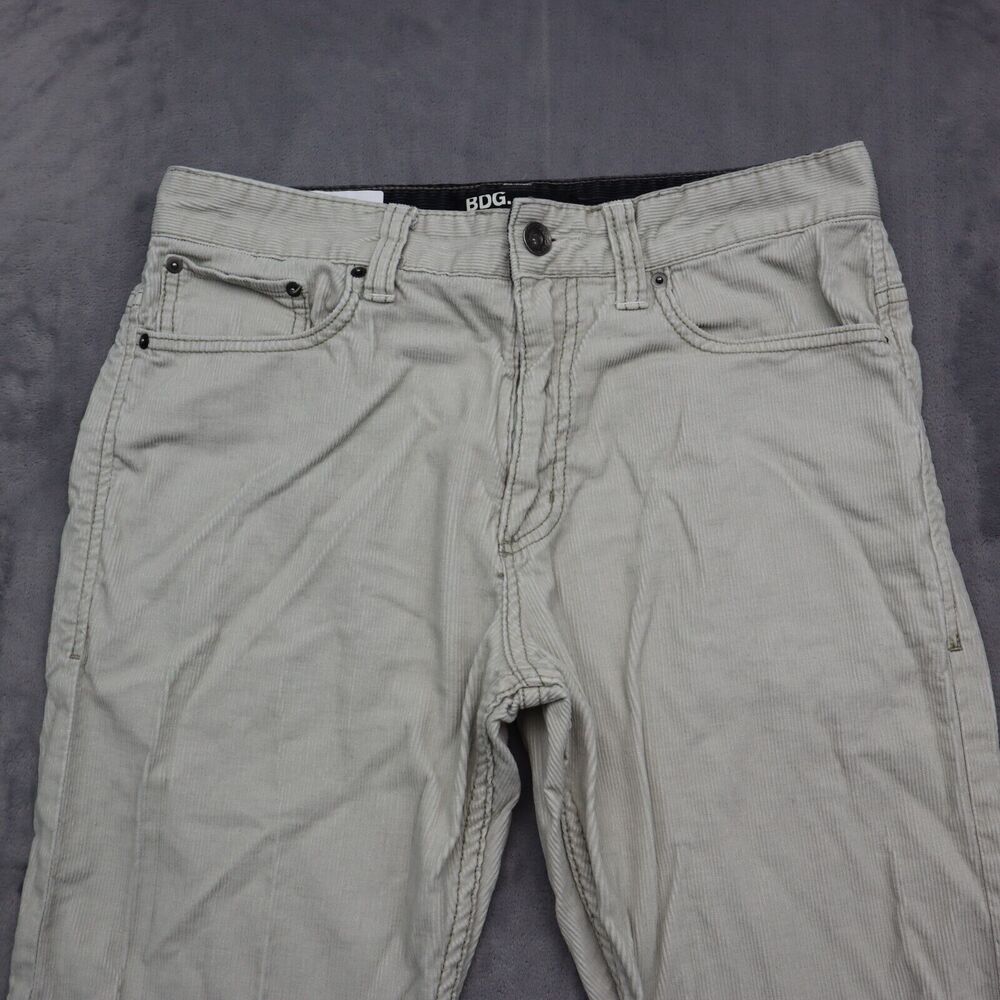 BDG Pants Mens 32 Ivory Straight Mid Rise Cotton Corduroy Pocket Button Zip